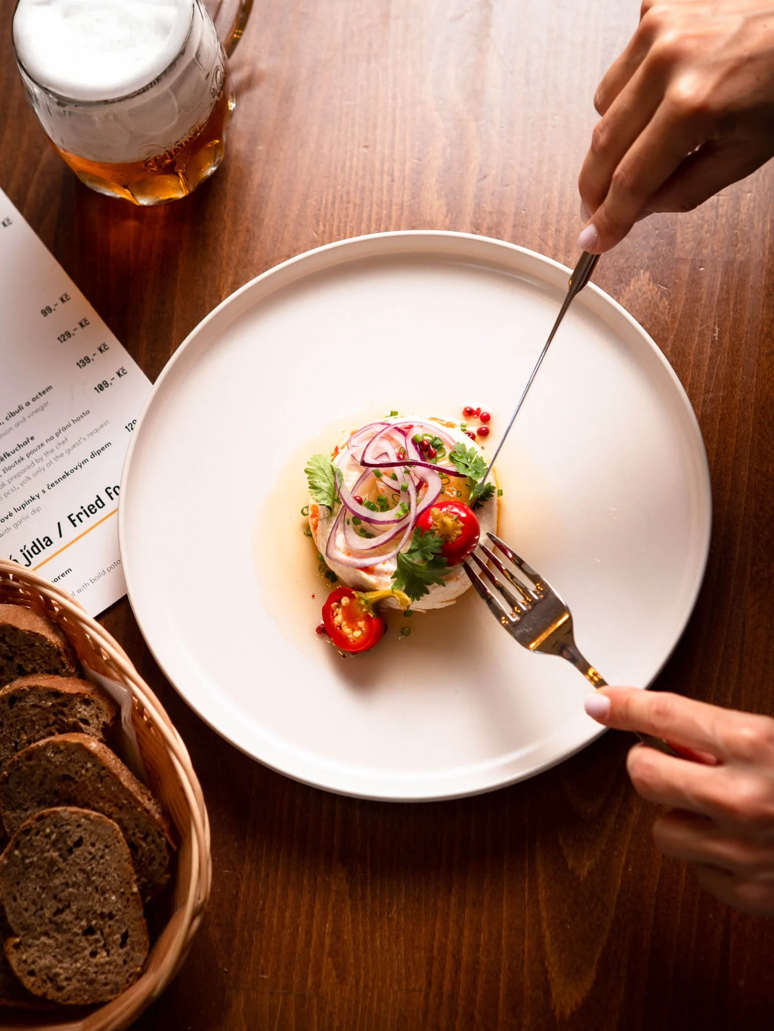 Hermelin cheese and Pilsner beer.