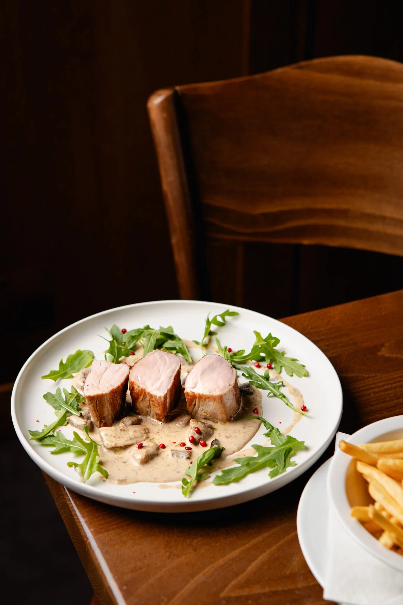 Pork steak Czech restaurant.