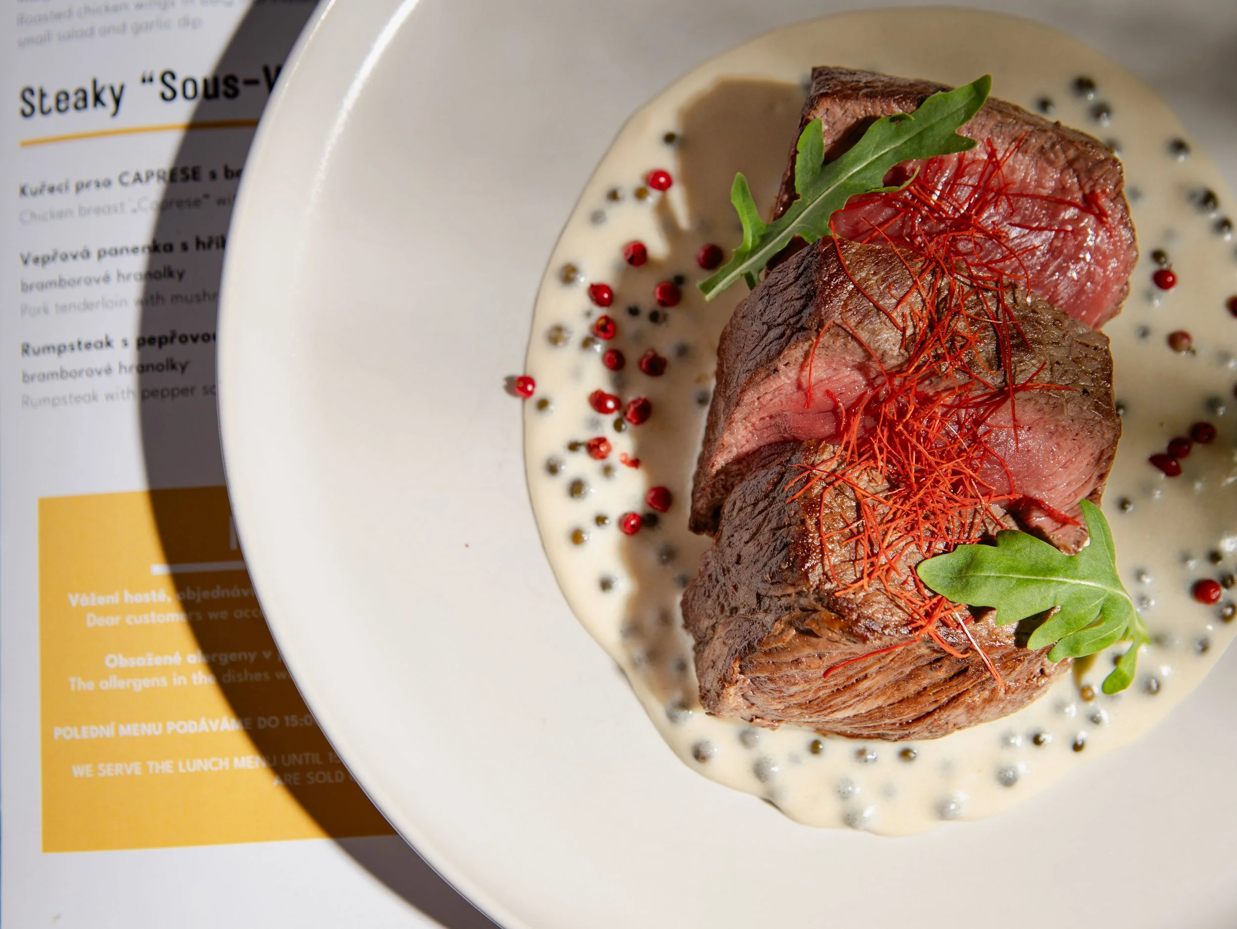 Beef ramsteak Czech traditional pub food.