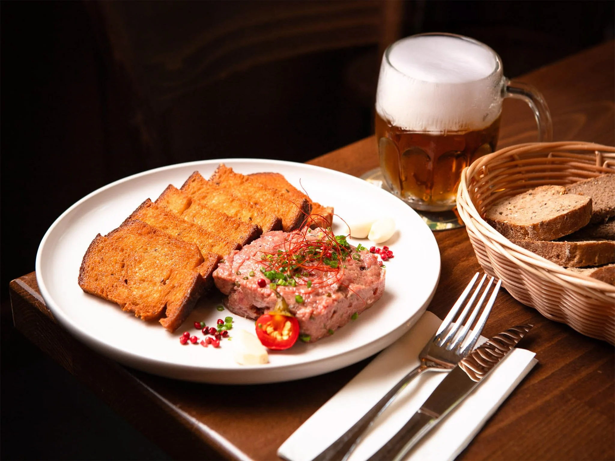Czech tartar and Pilsen beer.