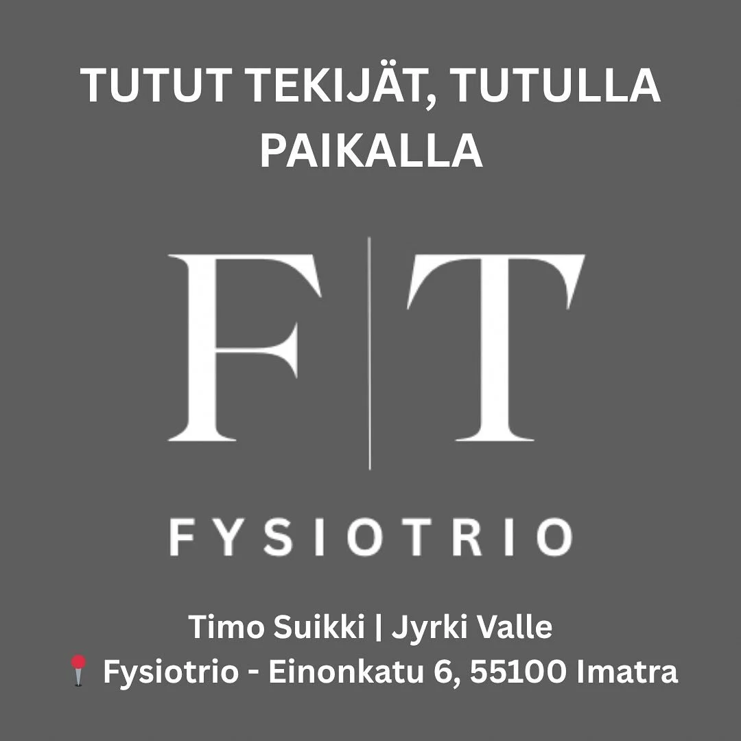 Olemme aloittaneet toimintamme Imatralla!
Fysiotrio tarjoaa asiantuntevaa OMT-fysioterapiaa ja fysioterapiaa tuki- ja liikuntaelinvaivojen hoitoon.
Meille voit varata ajan nyt helposti suoraan puhelimitse:
📞 Timo Suikki (OMT-fysioterapeutti) 0400 78