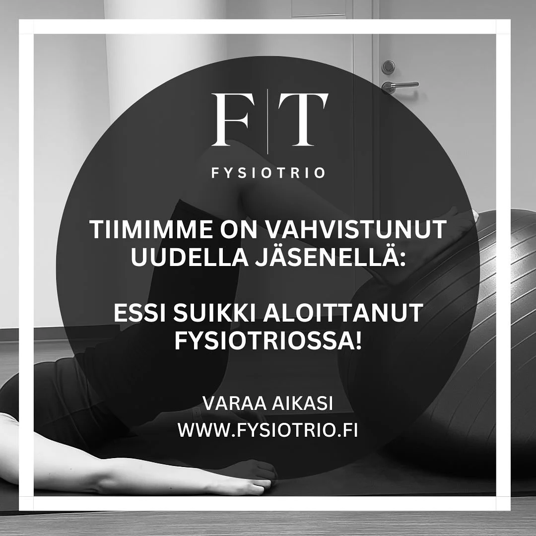 Tiimimme on vahvistunut uudella j&auml;senell&auml; saadessamme Essi Suikin vahvuutemme! Varaa aikasi Essille, Timolle ja Jyrkille k&auml;tev&auml;sti verkkosivujemme kautta osoitteessa www.fysiotrio.fi. N&auml;hd&auml;&auml;n vastaanotolla!💪

#fysi