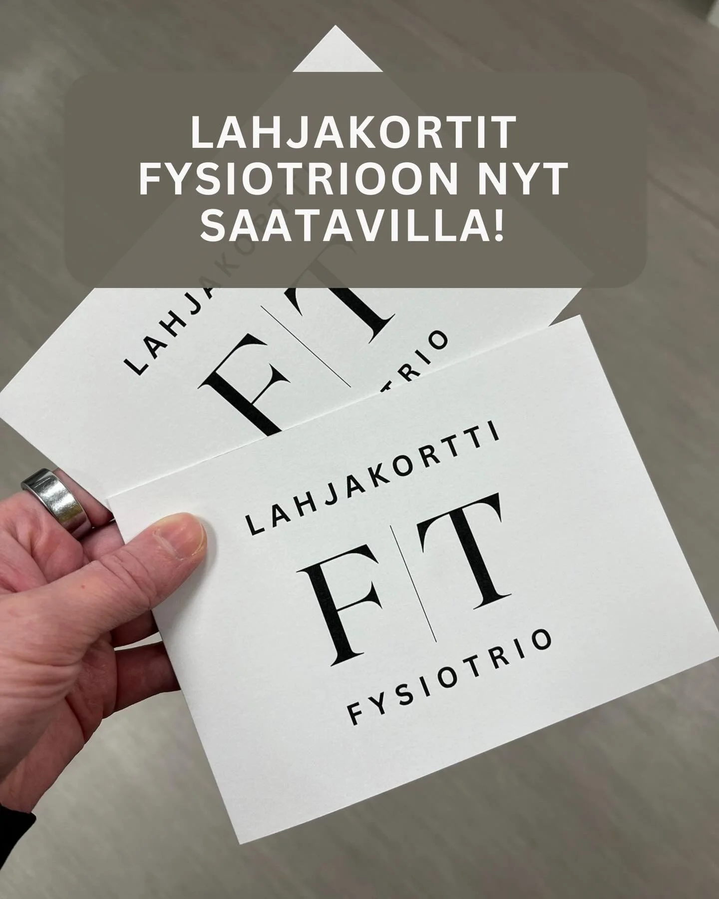 Panosta omaan hyvinvointiin tai anna lahja esimerkiksi l&auml;heiselle, jolla on jo kaikkea! Olemme lis&auml;nneet valikoimaamme lahjakortin Fysiotrioon, joka n&auml;in joulun alla toimii erinomaisena joululahjana tai investointina omaan hyvinvointii