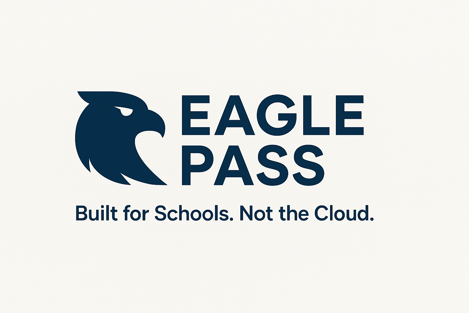 Eagle Pass logo featuring an eagle's head silhouette and the words "Eagle Pass" with the tagline "Built for Schools. Not the Cloud."