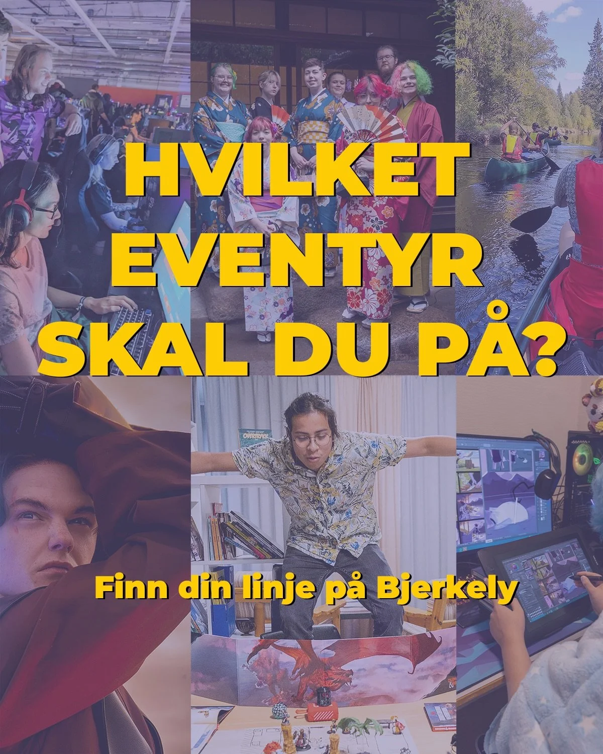 Hvilket eventyr skal du p&aring; neste skole&aring;r? 💛
P&aring; Bjerkely kan du bruke et helt &aring;r p&aring; noe du virkelig har lyst til &aring; l&aelig;re mer om &ndash; enten eventyret ditt handler om kreativitet, gaming, rollespill, foto, ja