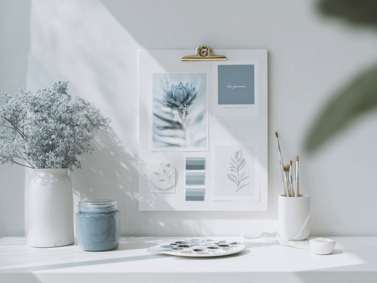branding moodboard with paint and pain brush