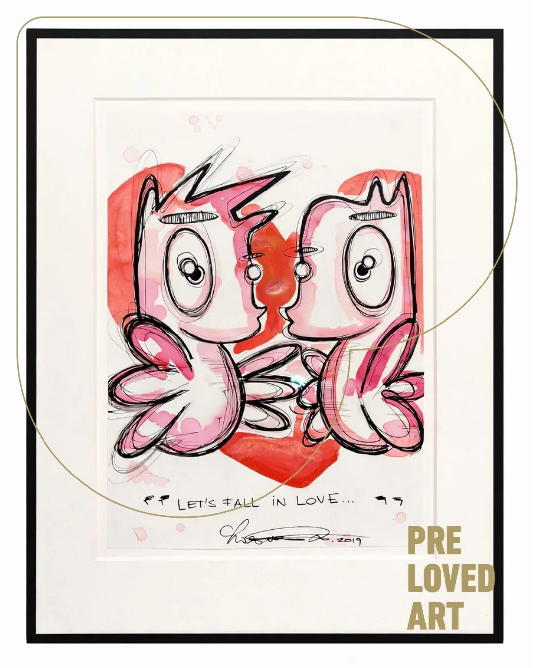 Nieuwe Preloved Parel 💘

Let&rsquo;s Fall in Love &mdash; Loes van Delft
Afmetingen: 30 &times; 40 cm (incl. lijst: 46,5 &times; 61,5 cm) ￼
Preloved prijs: &euro;995 ￼

Een speels en expressief werk vol energie, kleur en karakter, typisch Loes van D