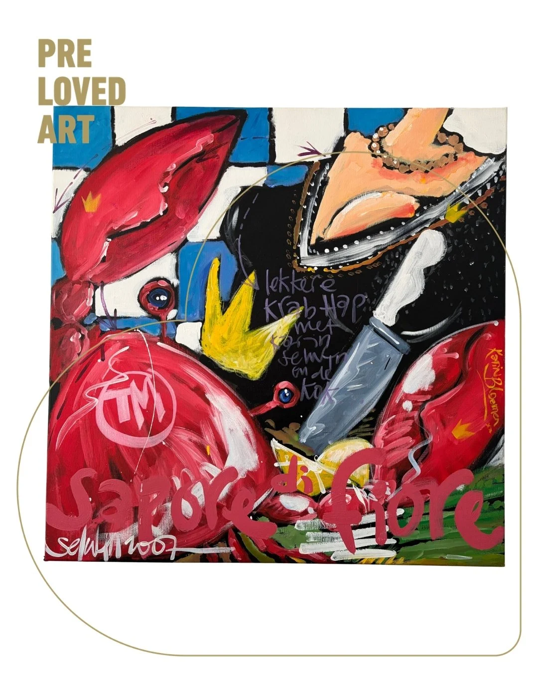 ✨ Selwyn Senatori &ndash; Sapore di Fiore

Een krachtig en speels werk waarin kunst en gastronomie samenkomen.

Dit schilderij ontstond vanuit een bijzondere samenwerking met Karin Bloemen, waarbij haar favoriete gerechten als inspiratie dienden.
Een