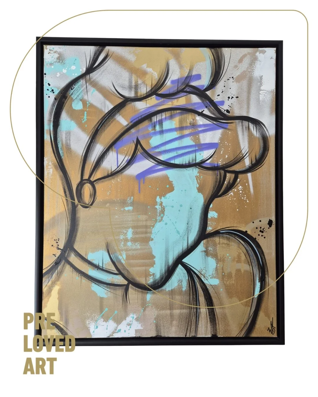 Nieuwe Preloved Parel 
No Face No Case, 2/20 - Jeej

Afmetingen: 80 &times; 100 cm (incl. zwarte baklijst)
Preloved prijs: &euro;4.950

Krachtige lijnen, levendige kleuren en die onmiskenbare gezichtsloze figuur. Dit is Jeej op zijn best. Prachtig sc