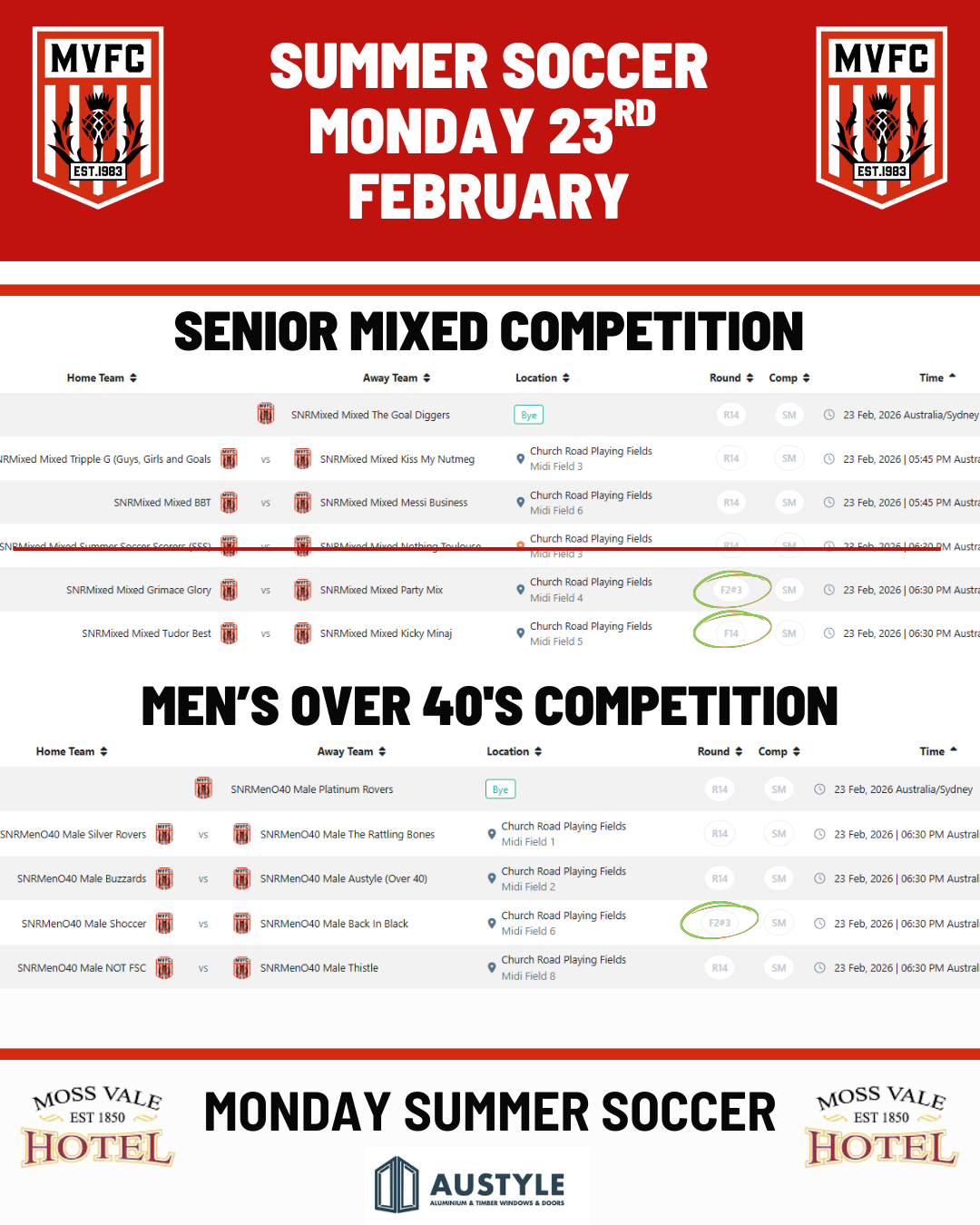 Senior Summer Soccer Draw - Grand Finals and Social Matches