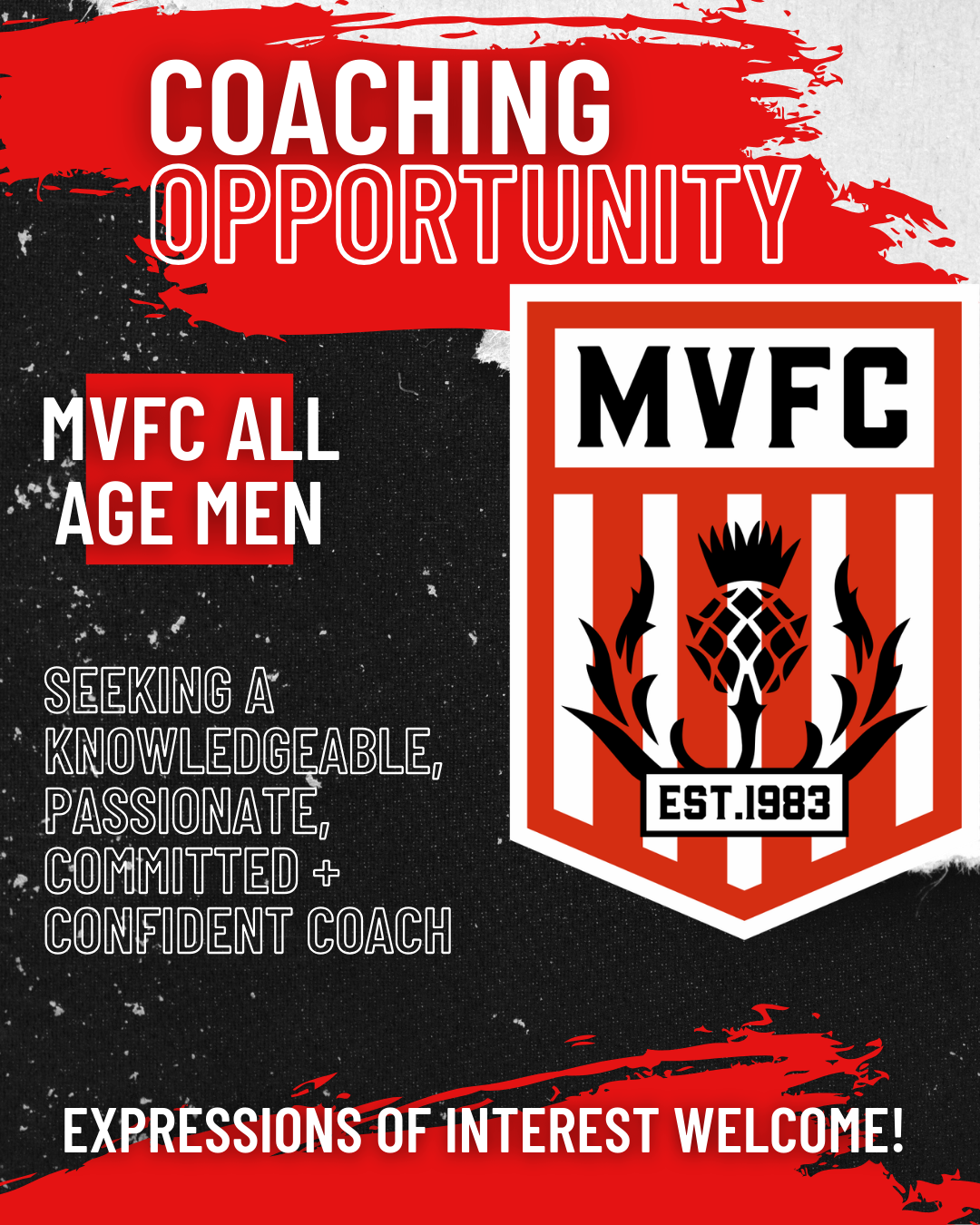 Coaching Opportunity – MVFC All Age Men (Premier League)