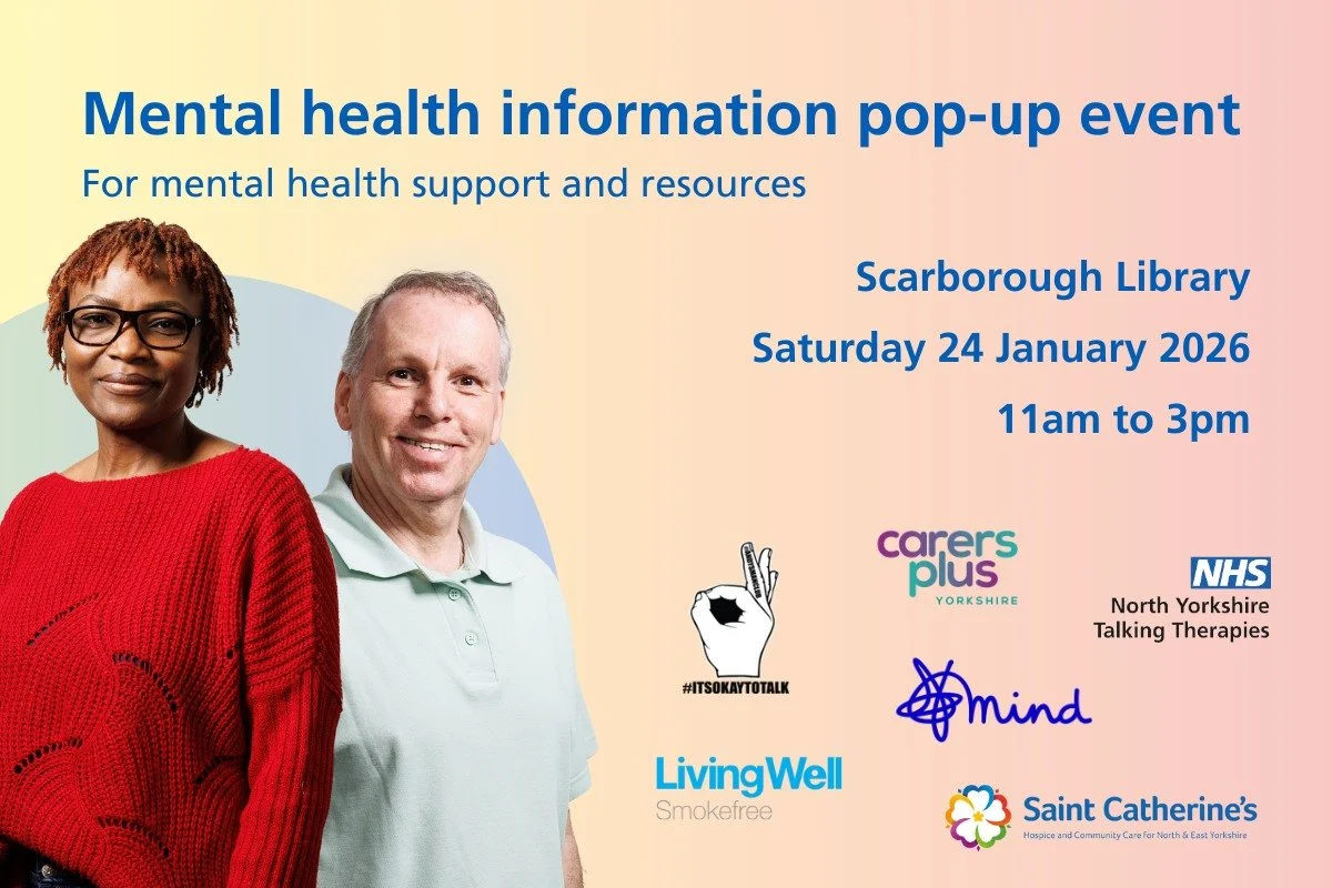 ✨ TODAY in Scarborough! ✨

Pop along to Scarborough Library for their Mental Health Information Pop-Up Event and come say hello to us! Kerrie Hesp, Service Development Manager and Helen King, Adult Outreach Worker (Unpaid Carers &amp; Community), wil