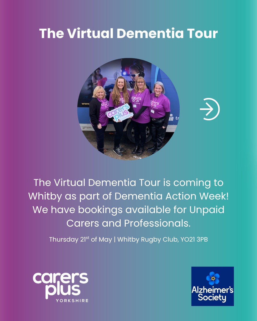 🌟 WHITBY UNPAID CARERS &amp; PROFESSIONALS 🌟

❓ Are you caring for someone with dementia?
❓ Are you a local professional wanting to better understand clients&rsquo; experiences?

Step into the shoes of others and gain a deeper understanding of what