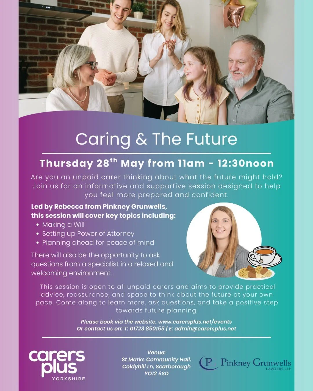 Are you an unpaid carer thinking about what the future might hold? Join us for an informative and supportive session designed to help you feel more prepared and confident ✍️

Led by Rebecca from @pinkneygrunwells, this session will cover key topics i