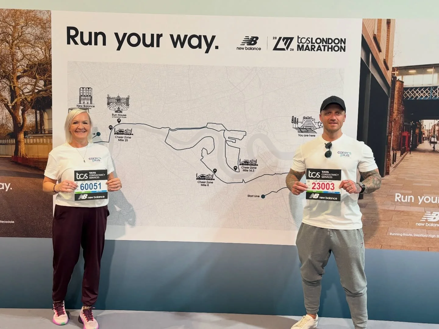 Rachel Anderson, Head of Operations &amp; @chrisfitcoaching_ have now picked up their race numbers ahead of @londonmarathon tomorrow! 🏃&zwj;♀️

Rachel is running to put unpaid carers on the map and raise vital funds to support those who need it most