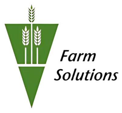 A logo with a green downwards-pointing triangle, three stylized green wheat stalks, and the word 'AgroSoluciones' in black text.