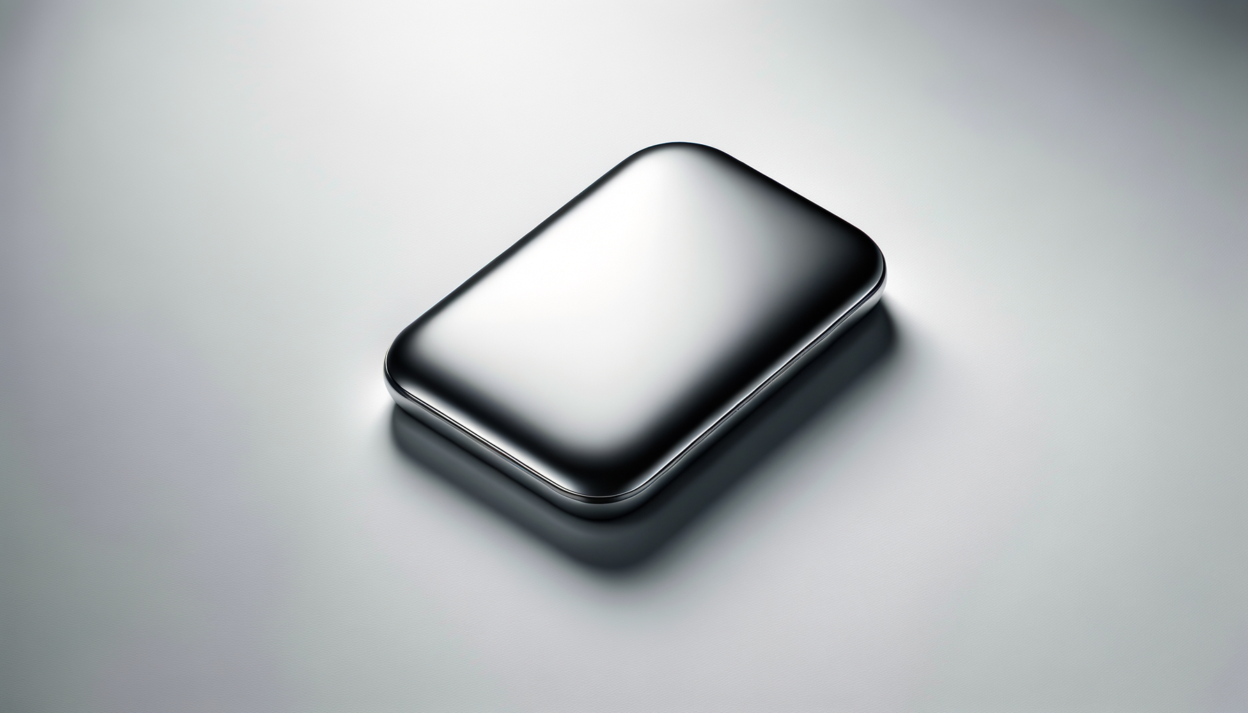 Close-up of a sleek, modern smartphone with a reflective metallic surface, lying on a light-colored surface.