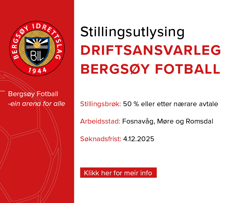 Stillingsutlysing: Driftsansvarleg Bergsøy Fotball