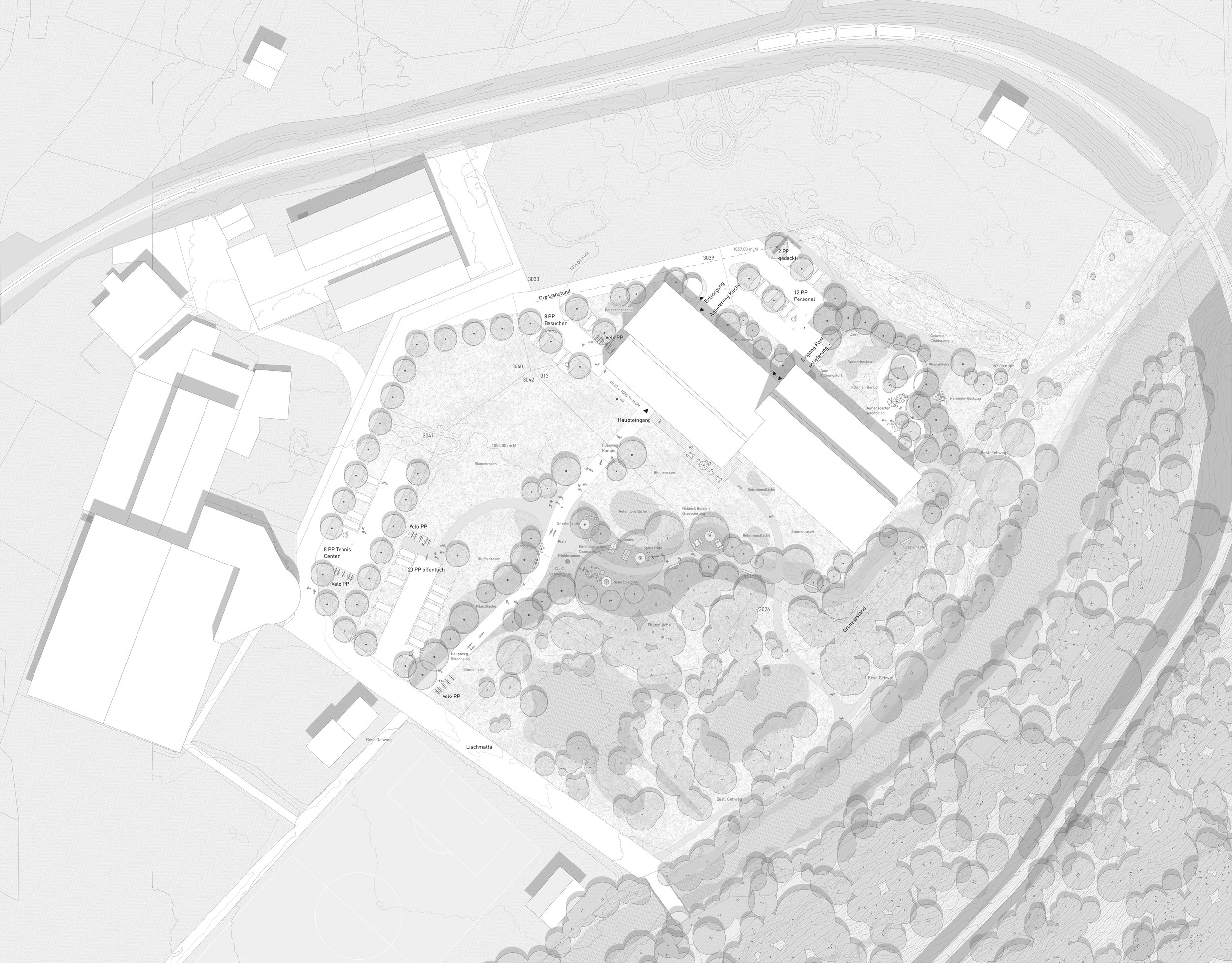 Situationsplan Wettbewerb Altersheim Fiesch