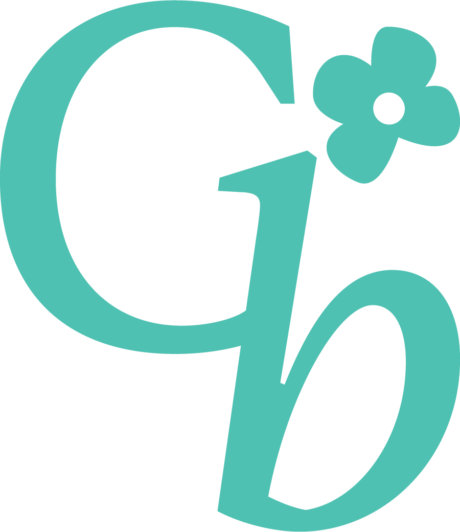 Graphic design with the letter G and a percentage symbol, featuring a small asterisk or star shape attached to the top right of the G.