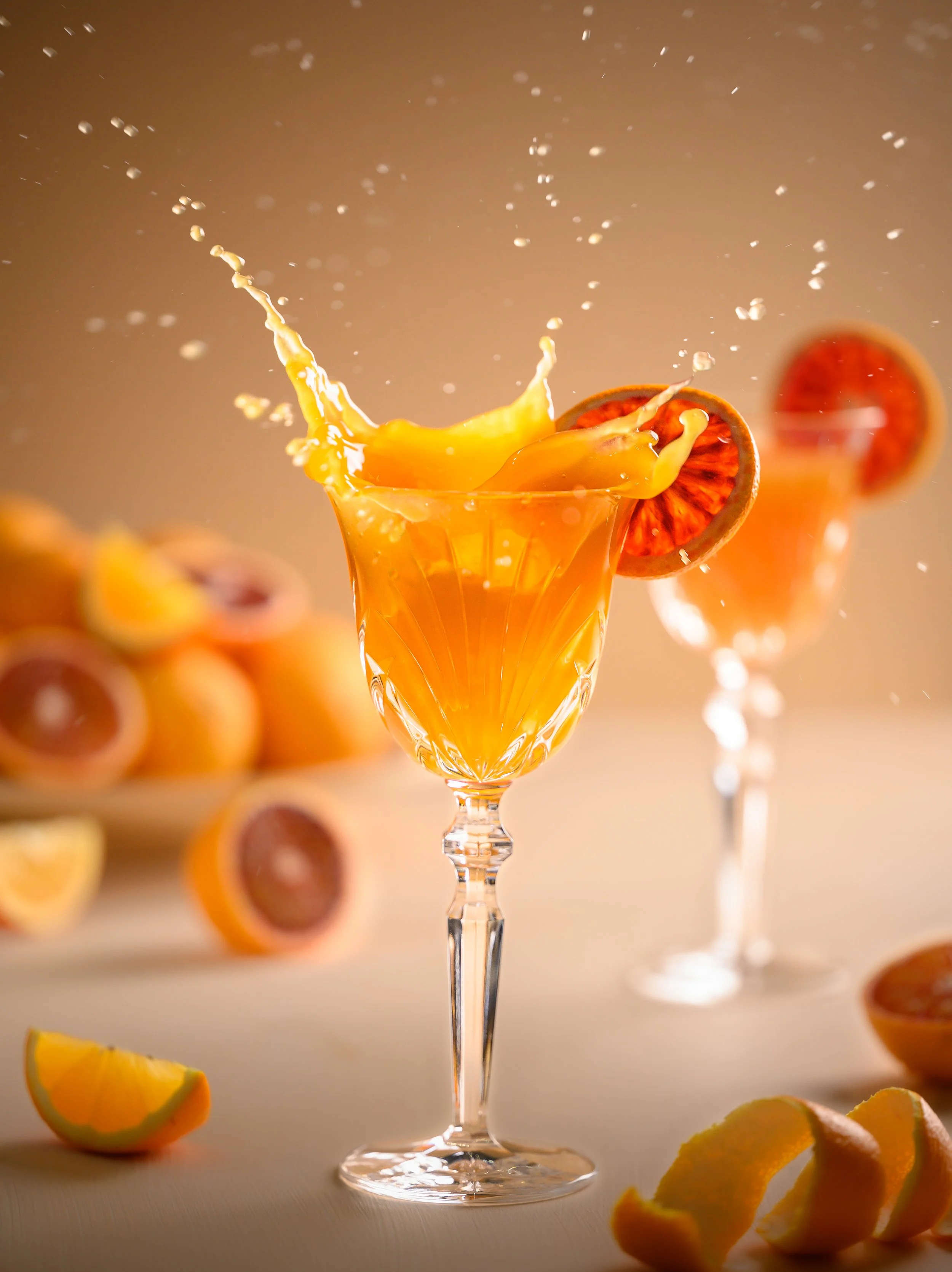 Orangen Splash Glas