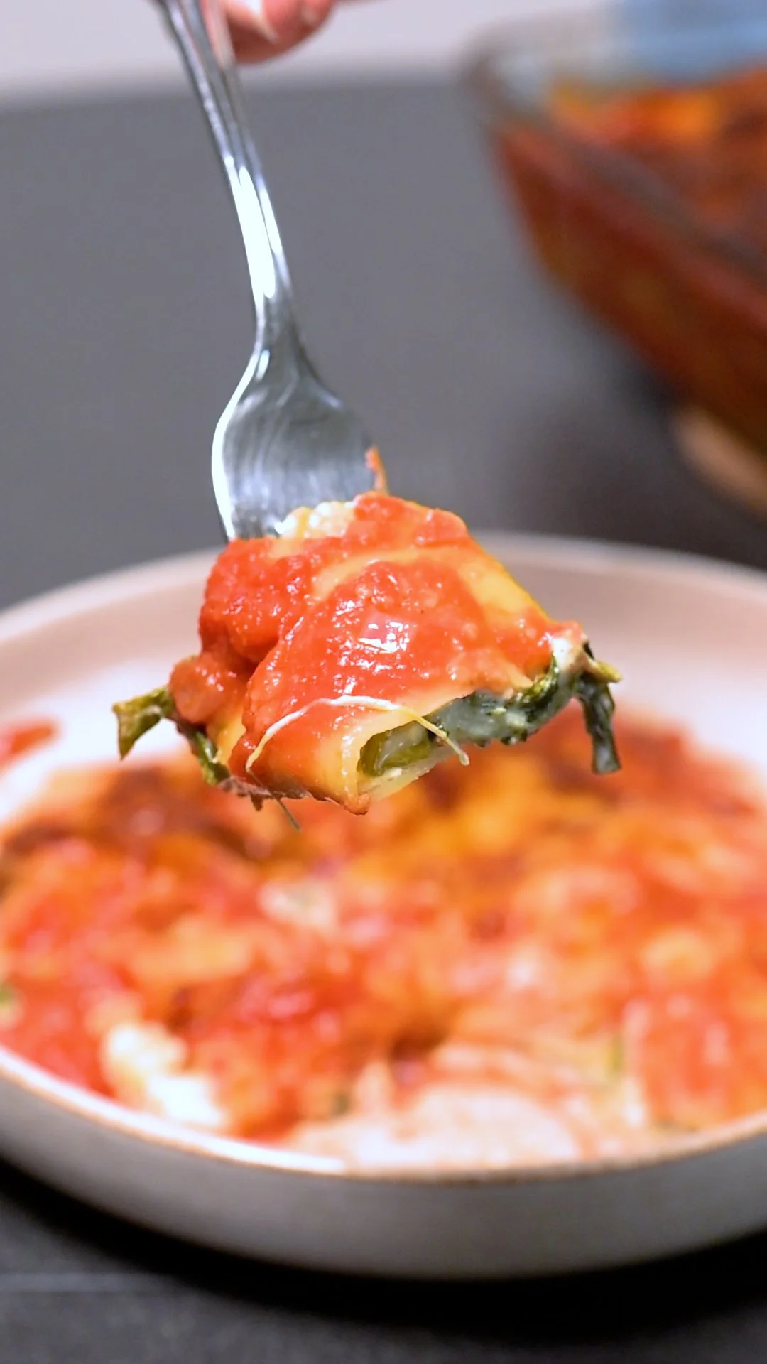 Cannelloni mit Käse Spinat Füllung