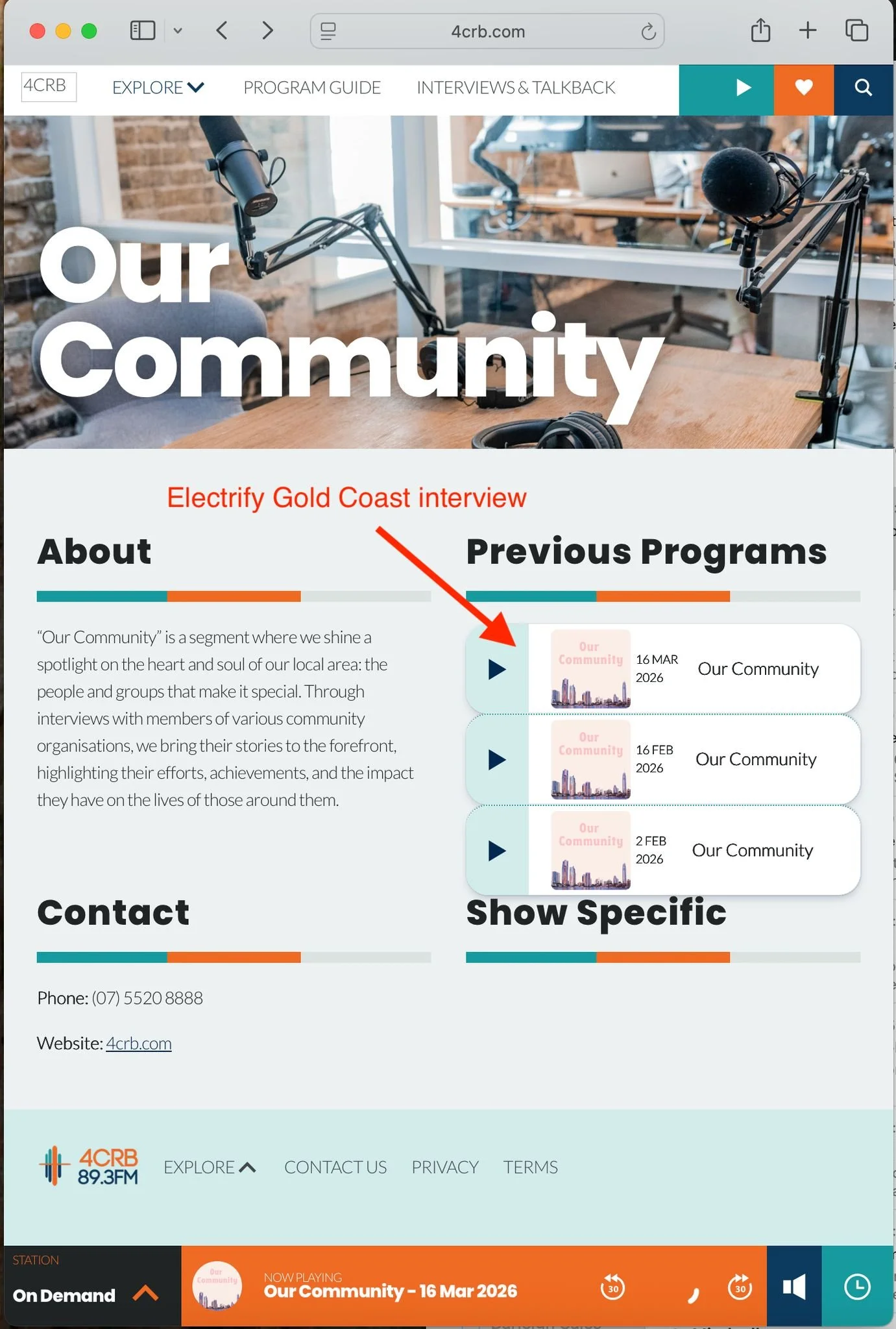 ⚡ 10 minutes. That's all it takes to hear directly from Michelle Archard about what Electrify Gold Coast is doing and why it matters for our community.
Catch her recent interview on 4CRB 89.3 FM Gold Coast Community Radio &mdash; just click the Progr
