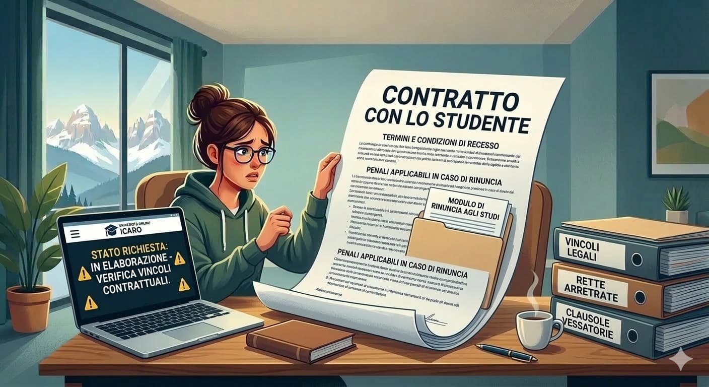 Mancata rinuncia agli studi università telematiche diffida Credigest Pegaso eCampus rinnovo tacito recesso recupero crediti rette arretrate non pagate