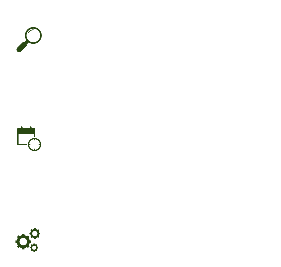 Diagram met drie stappen: inzicht in verduurzamingsmogelijkheden, technisch, juridisch en financieel advies, ondersteuning bij voorbereiding en planning.