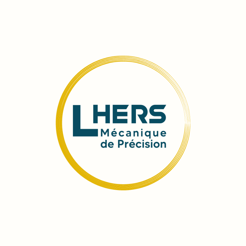 Logo de la société LHERS avec un cercle doré et le texte en français : LHERS Mécanique de Précision.
