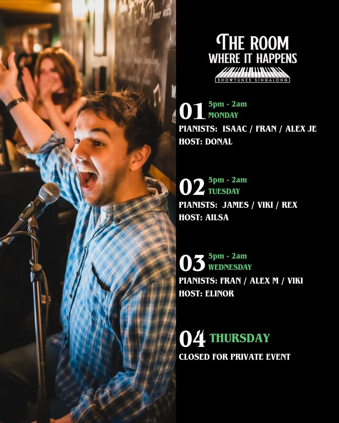 This week at The Room Where It Happens&hellip; 🎄🎹✨

Enjoy live music, great food, and the best vibes. Reserve your table now!

.

#musicaltheatre #musicaltheatrebarlondon #theroomwhereithappenssoho #livemusic #londonnightlife