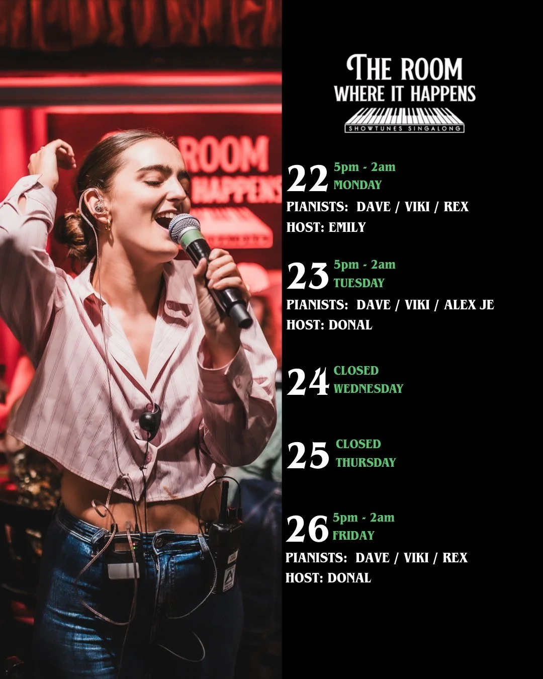 This week at The Room Where It Happens&hellip; 🎄🎹✨

Enjoy live music, great food, and the best vibes. Reserve your table now!

.

#musicaltheatre #musicaltheatrebarlondon #theroomwhereithappenssoho #livemusic #londonnightlife