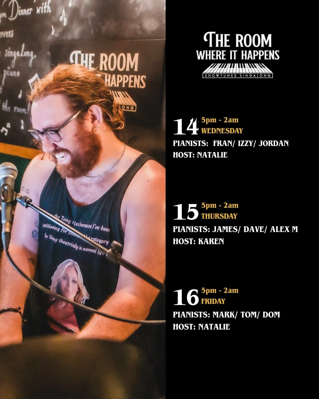 Come and join us for some musical theatre madness this week!! 🎶

#theroomwhereithappenssoho