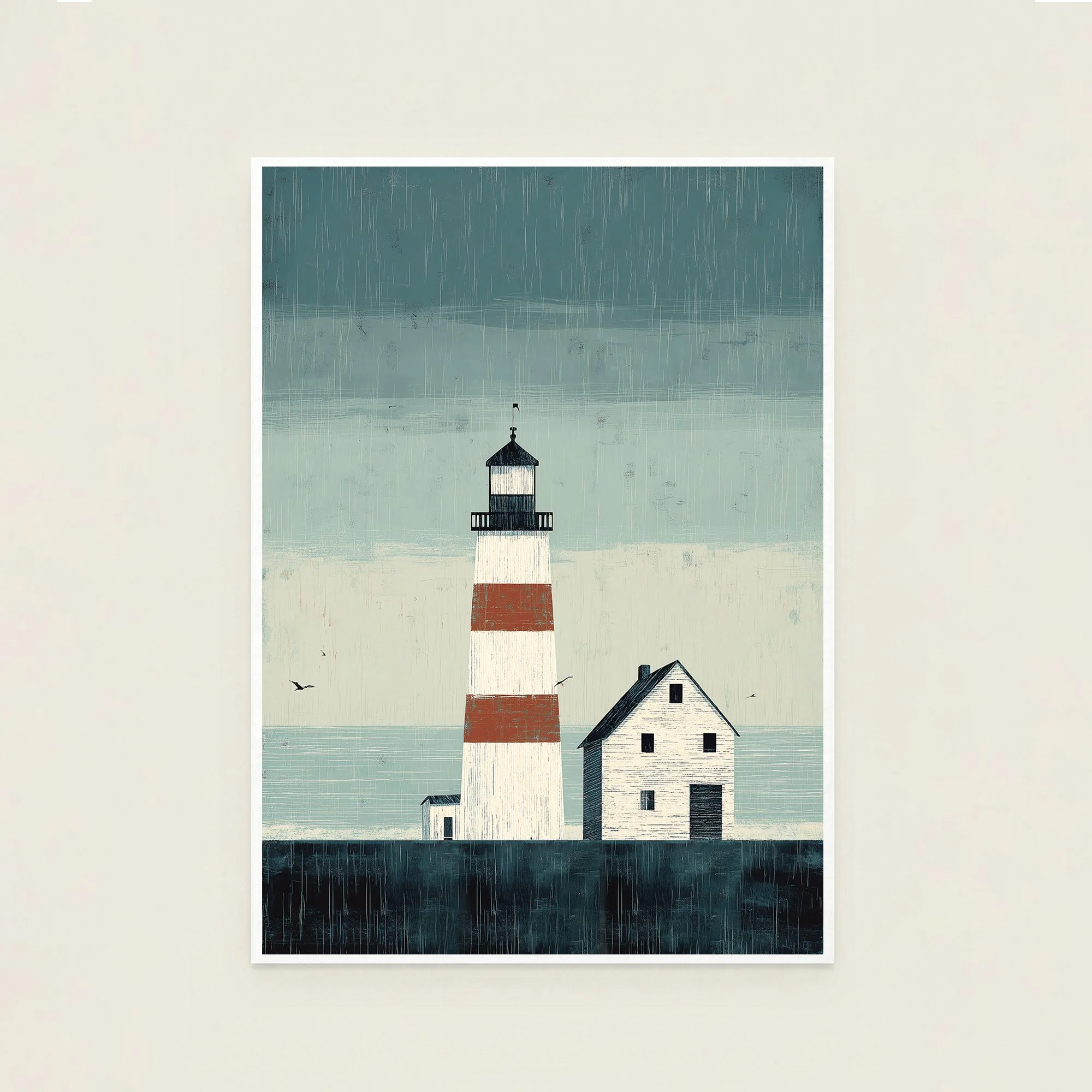 Rainy Lighthouse Print