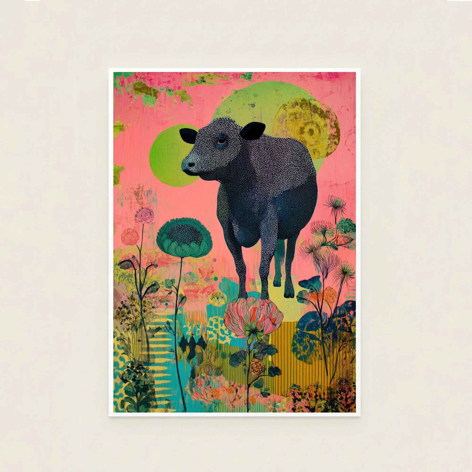 Neon Cow Collage Print