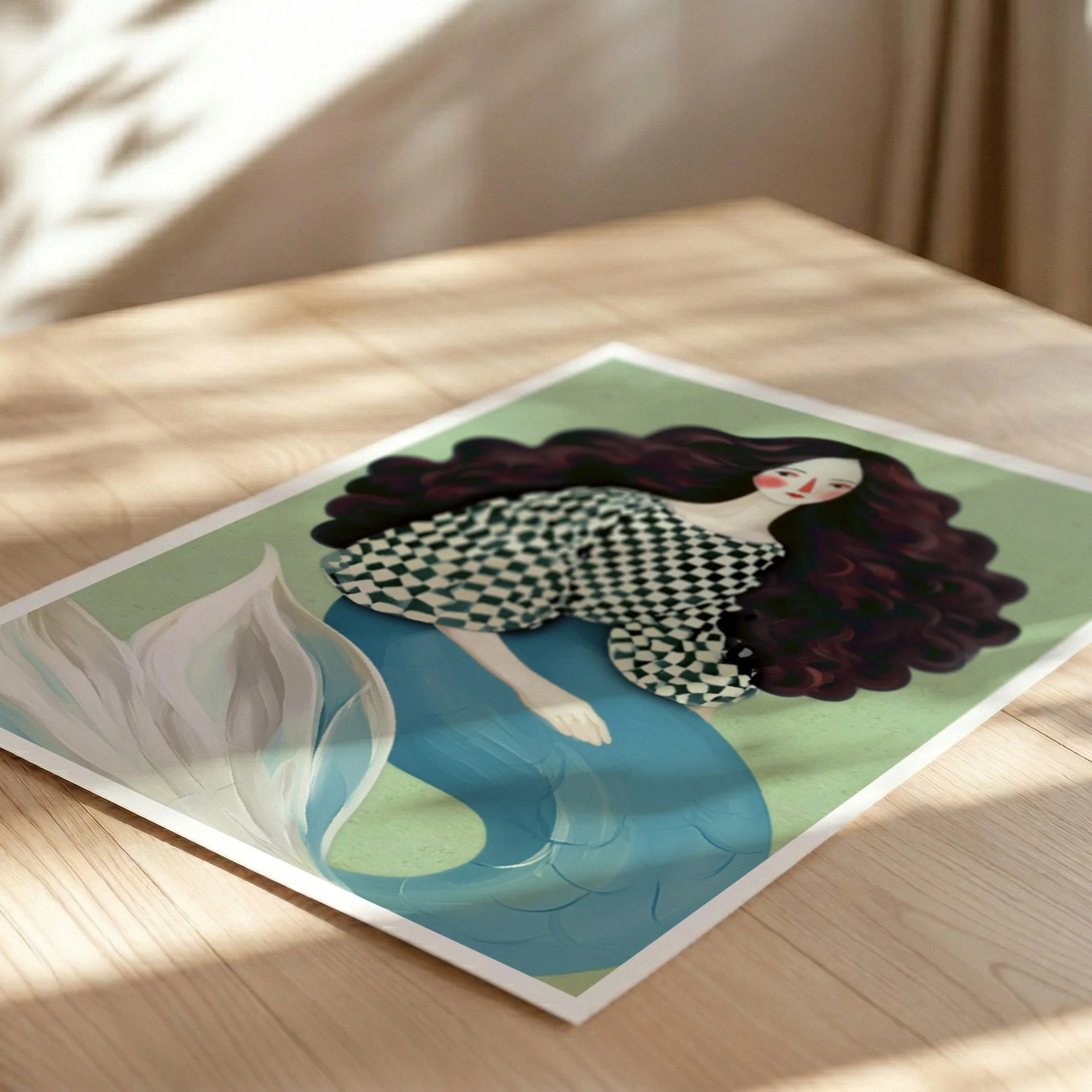 mermaid-checkered-teal-sage-fine-art-paper.jpg