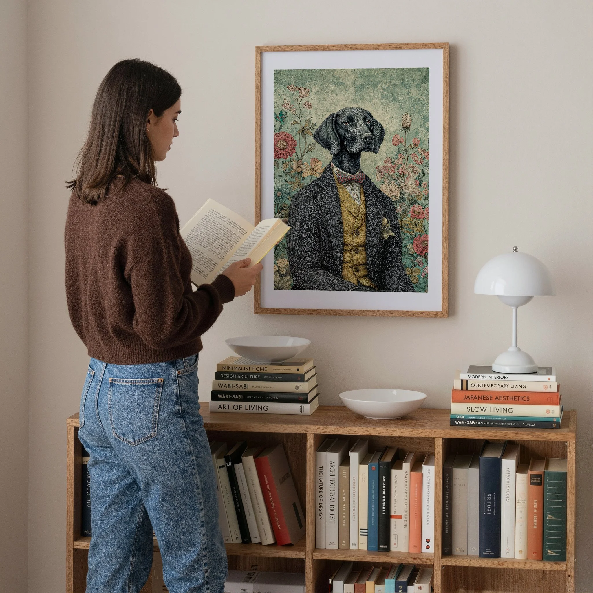 dapper-dog-floral-portrait-framed-print