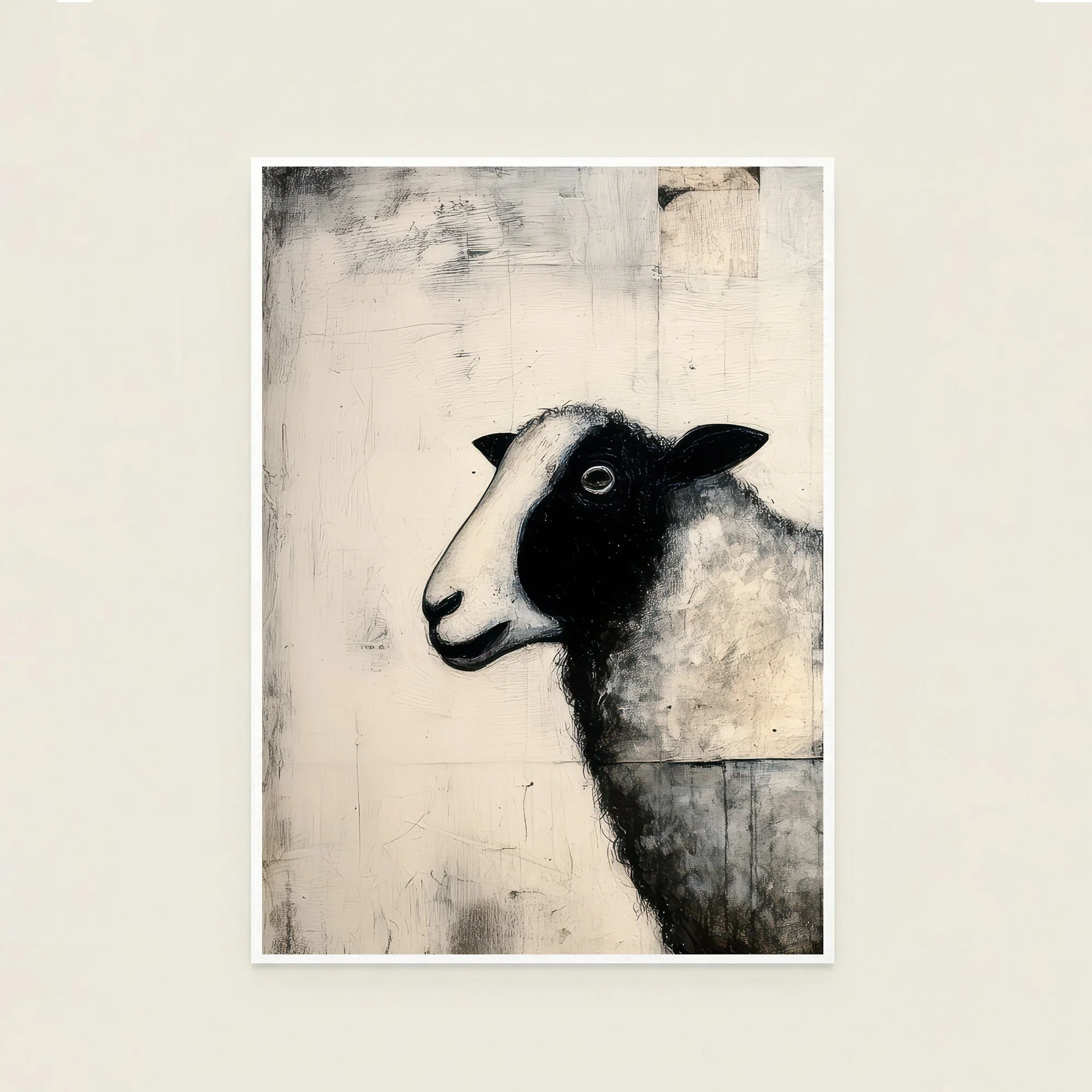 Charcoal Sheep Portrait Print