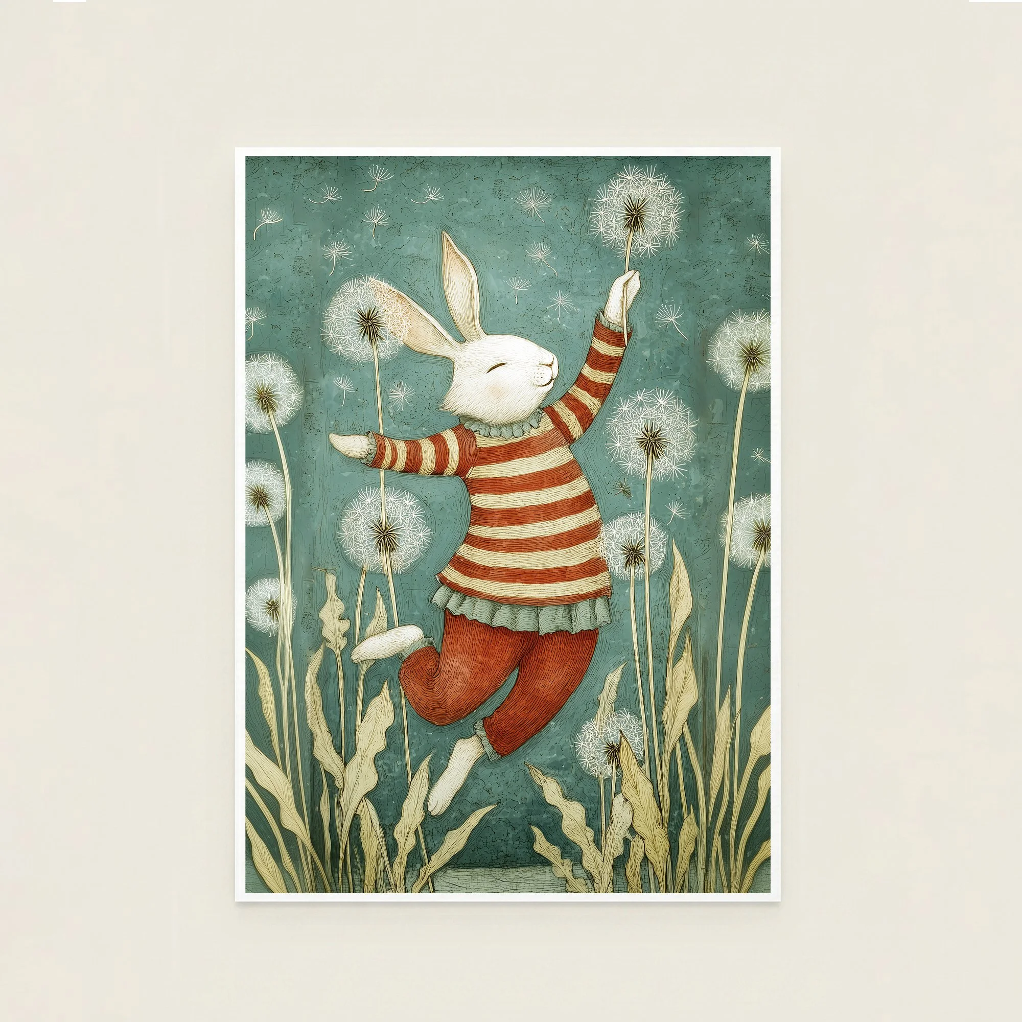 Rabit With Dandelions Art No 1 Print