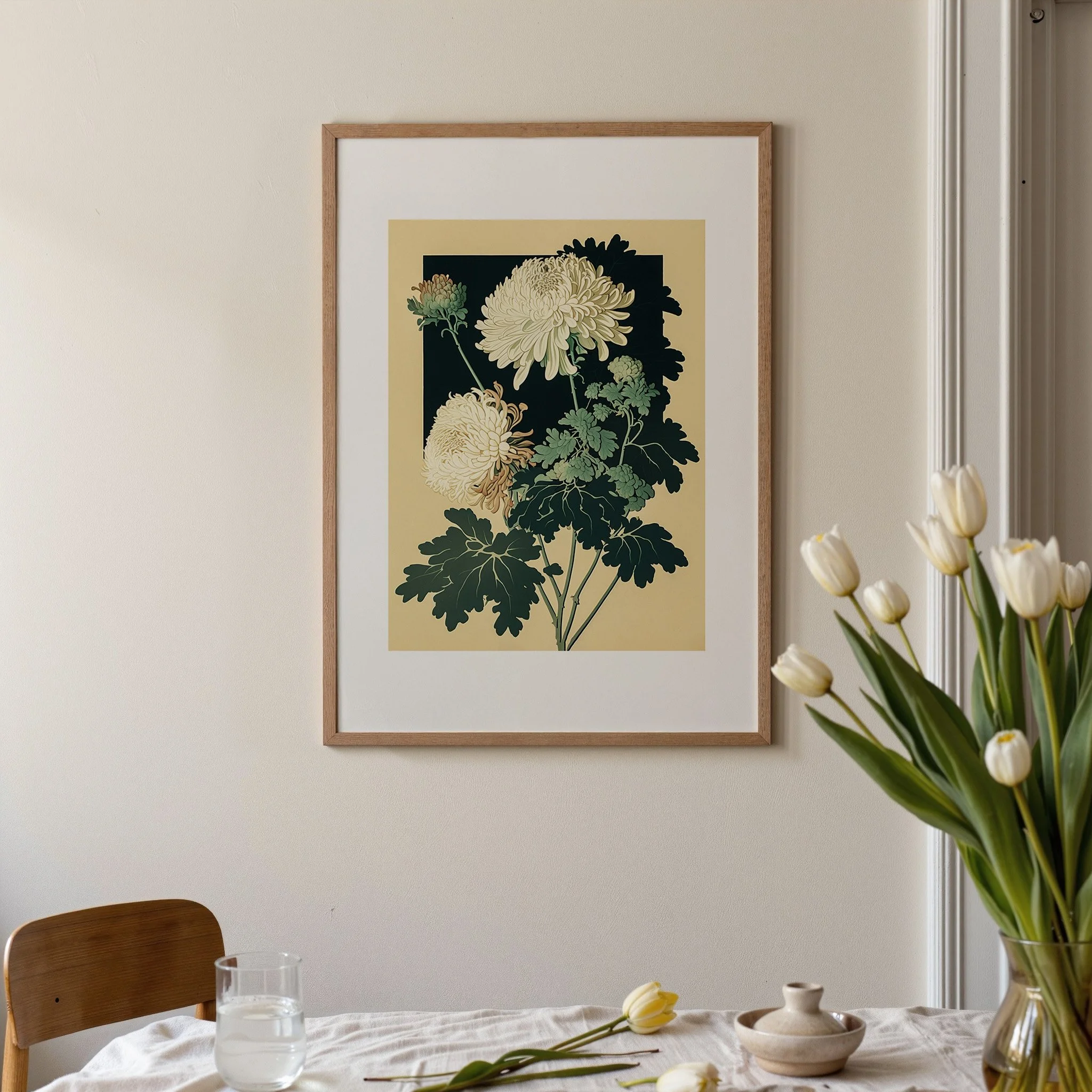 chrysanthemum-japanese-cream-black-framed-print.jpg
