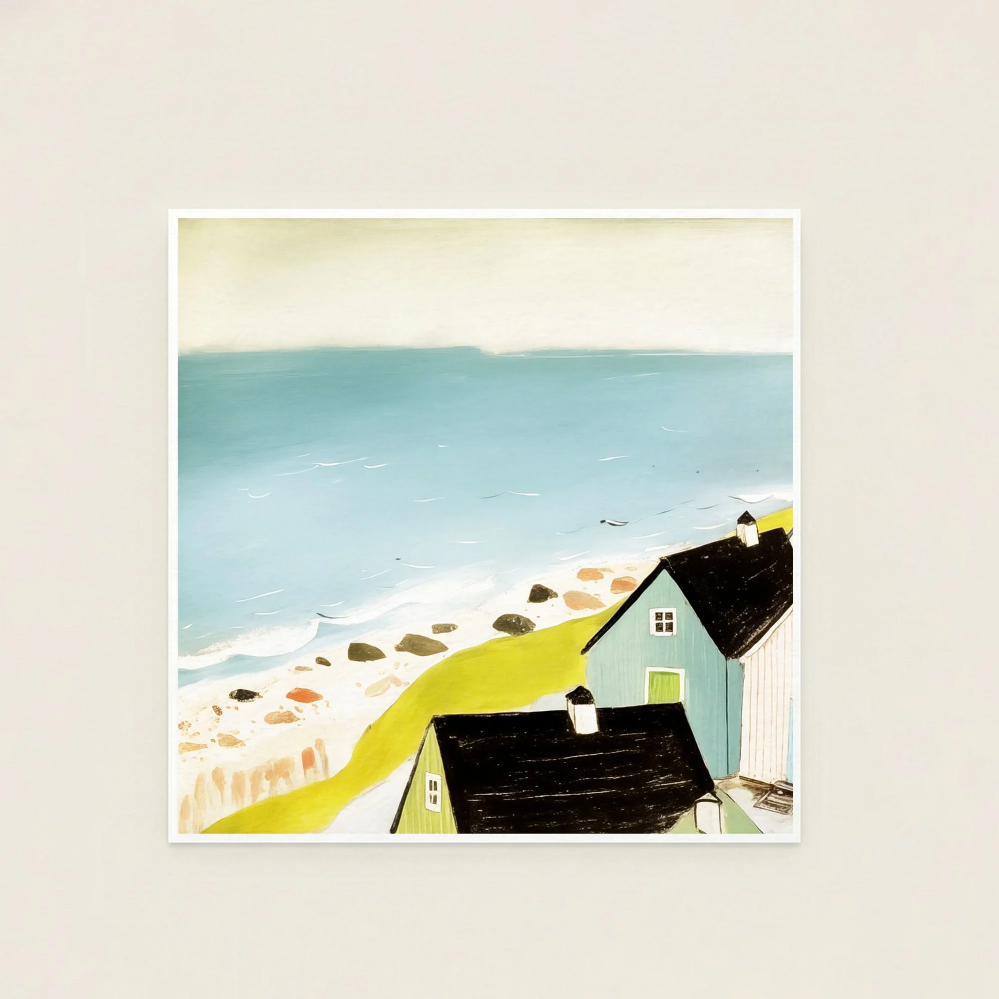Coastal Houses Sea View Print