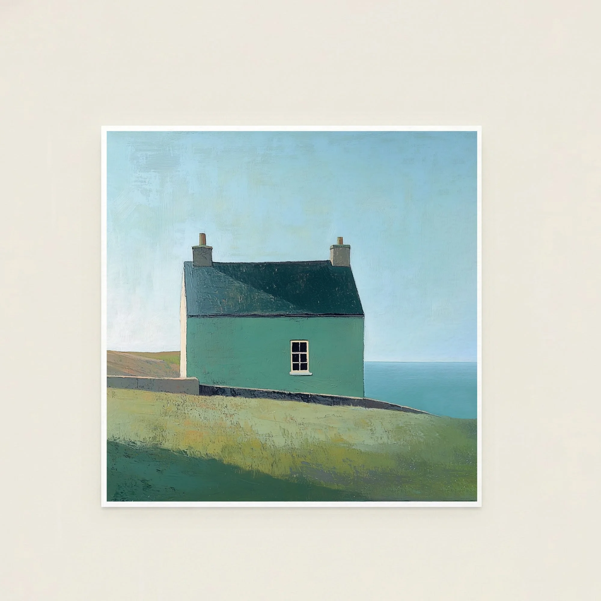 Green Cottage By The Sea Print