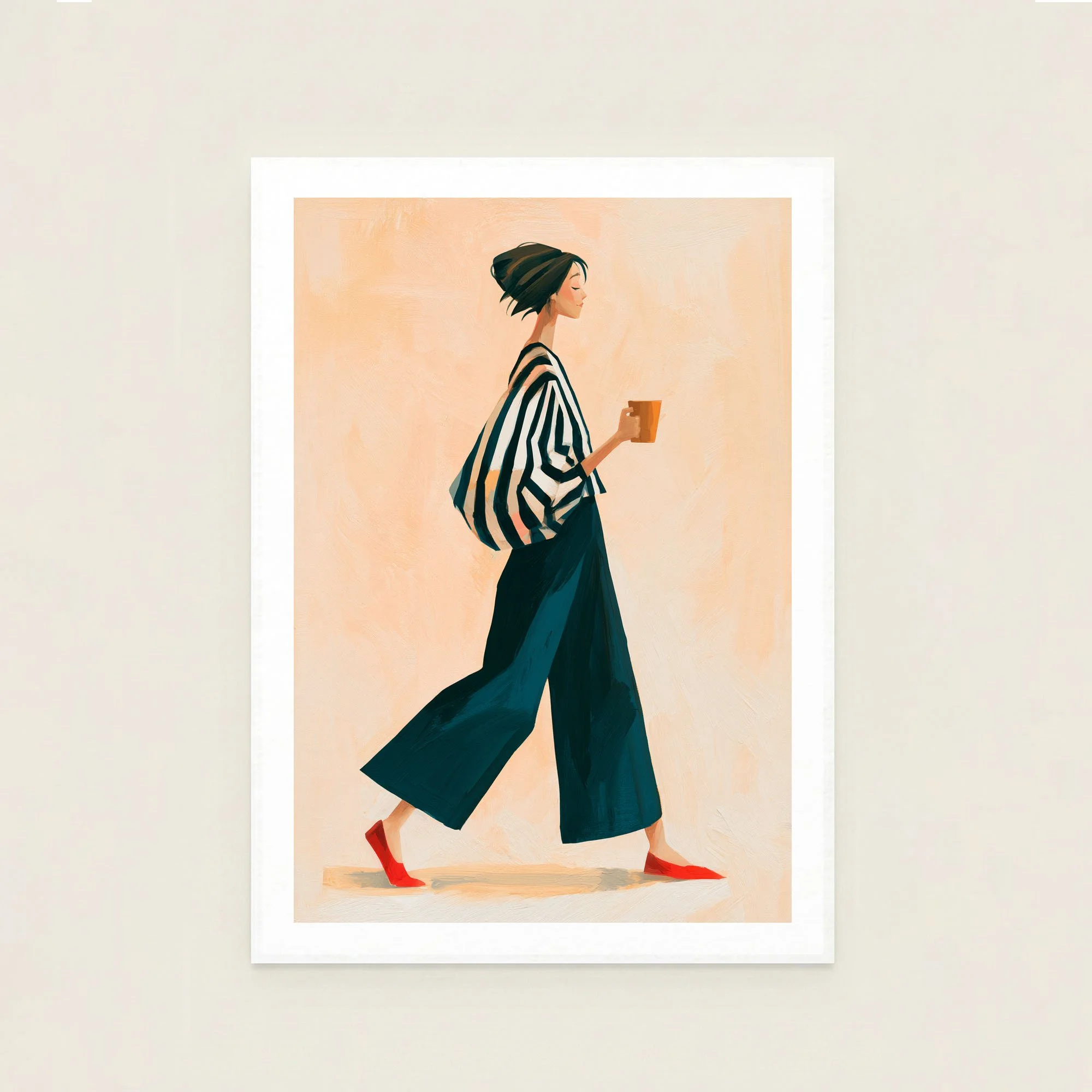 woman-walking-coffee-striped-tote-art-print.jpg