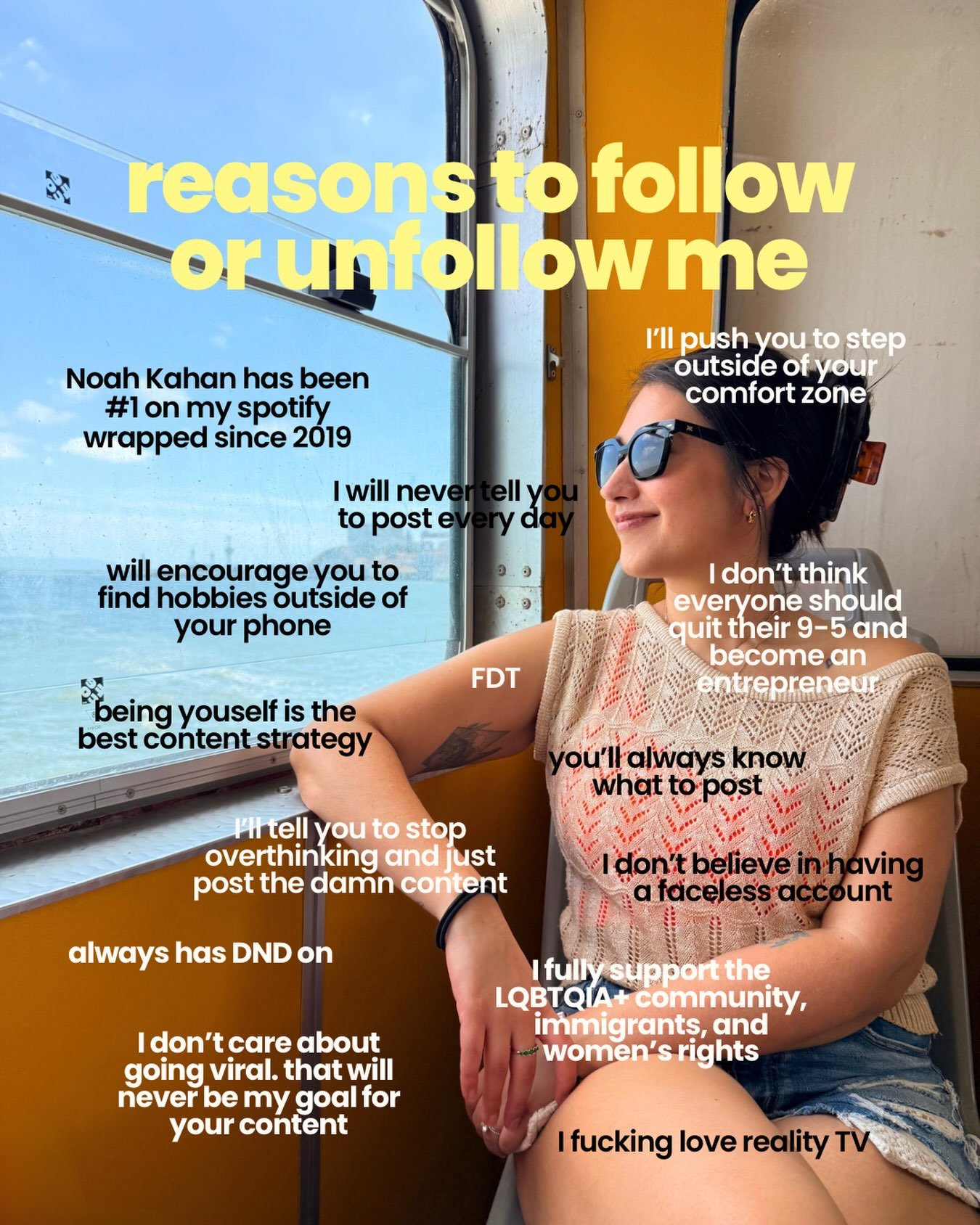 reasons to hit that follow or unfollow button 💃🏻

let this be your reminder that you&rsquo;re not for everyone and that&rsquo;s okay!!!

but if I am for you, make sure to come hang @theconfidentcollab