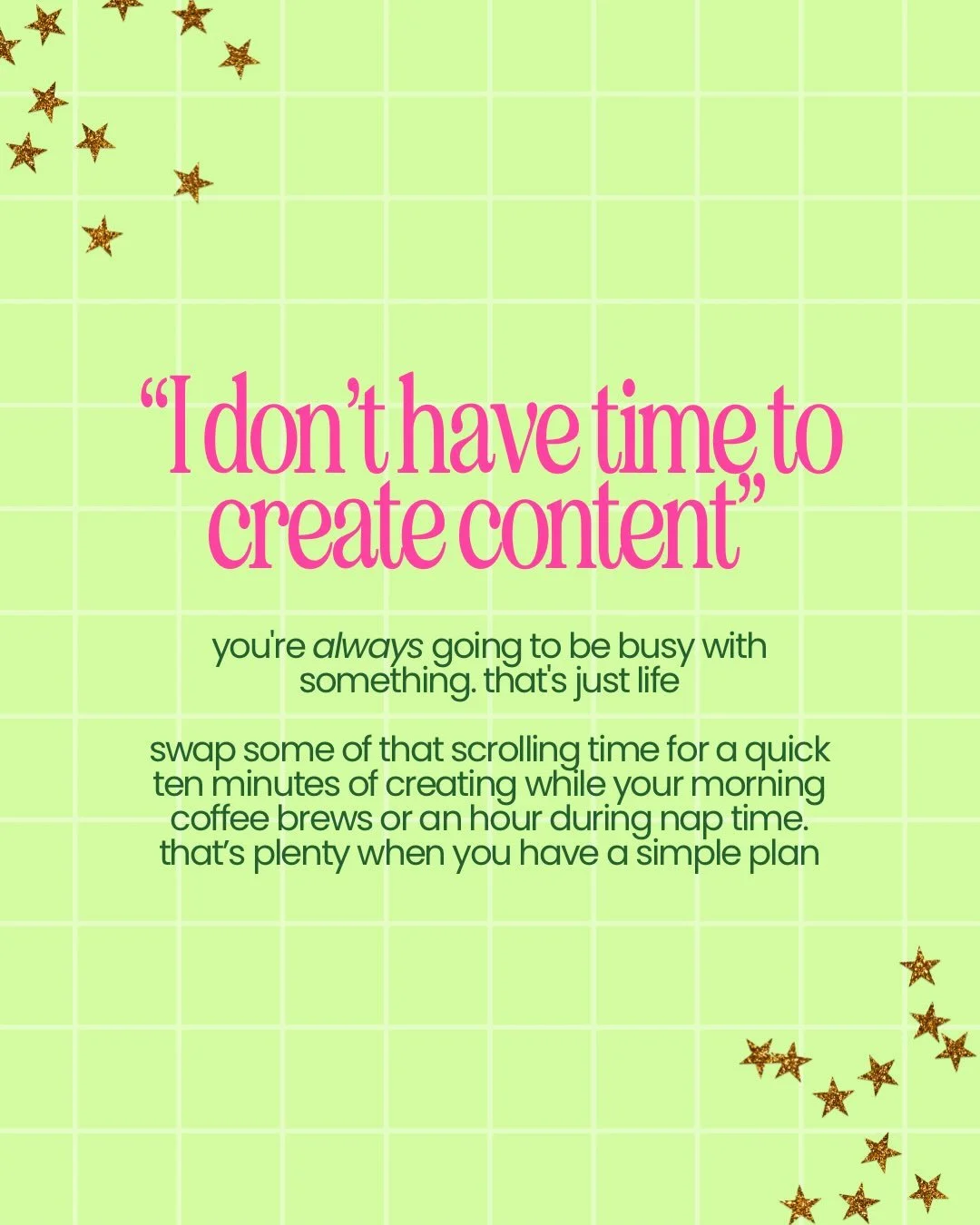listen, I&rsquo;m guilty of saying all these things as some point, too

(yes, even as a content coach myself because I&rsquo;m also a busy human with a business and a life outside of this silly little app)

but you&rsquo;re overthinking it and waaaaa