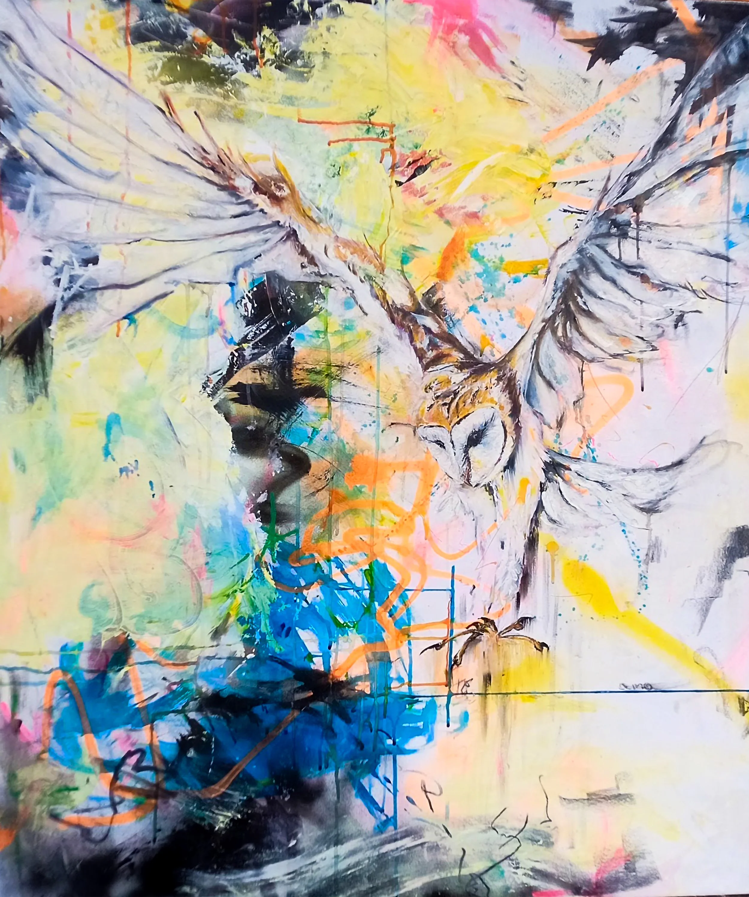 Vovo (grandfather), 2023. Acrylic, oil, ink on canvas - 100 x 120cm