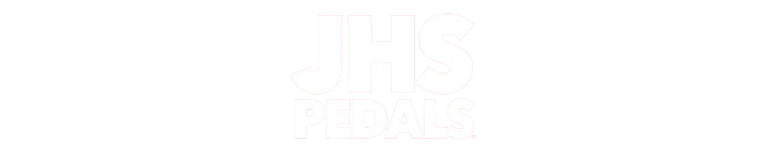 Text reading 'JHS Pedals' on a black background.