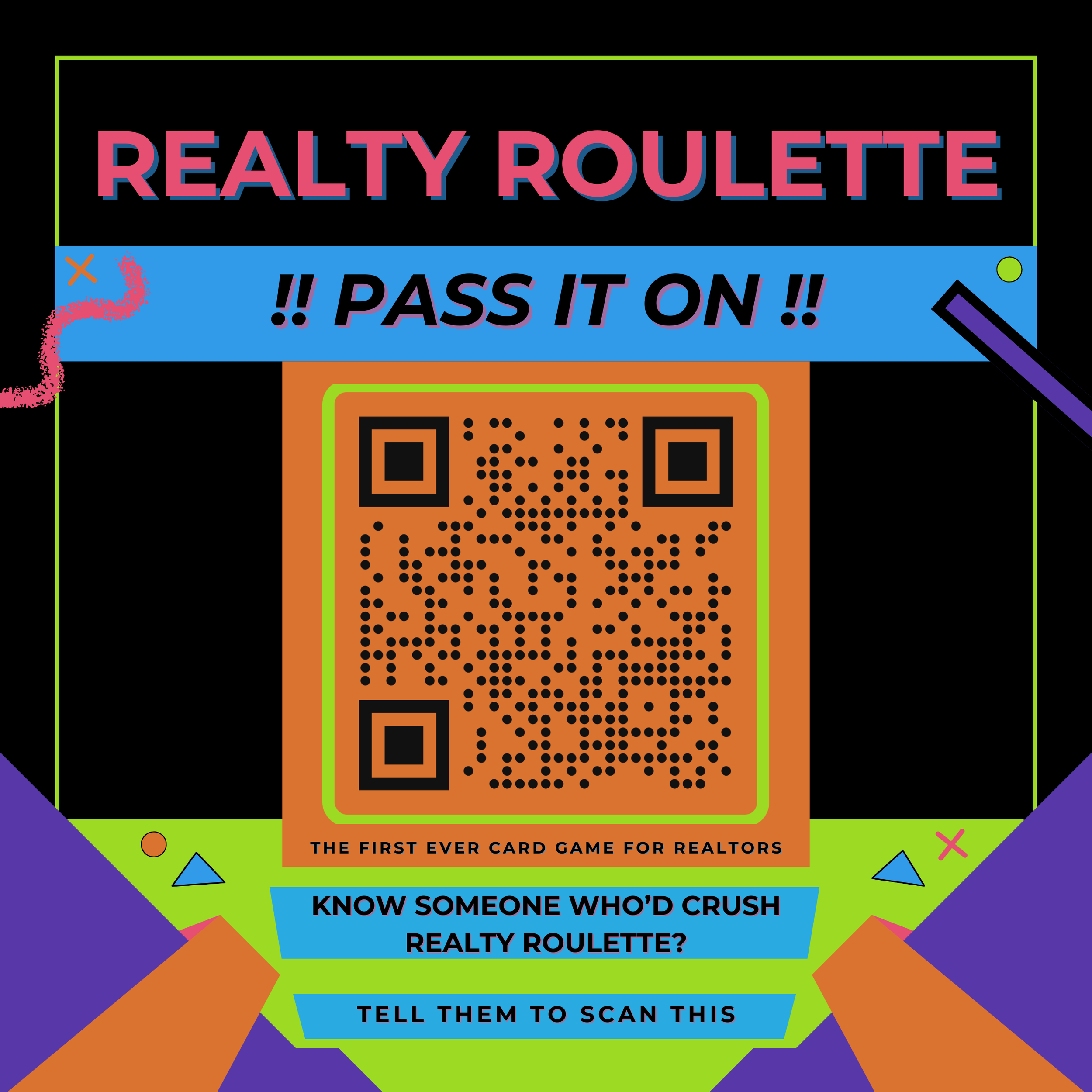 Realty Roulette QR code card for real estate agents – share the first ever social media card game for realtors