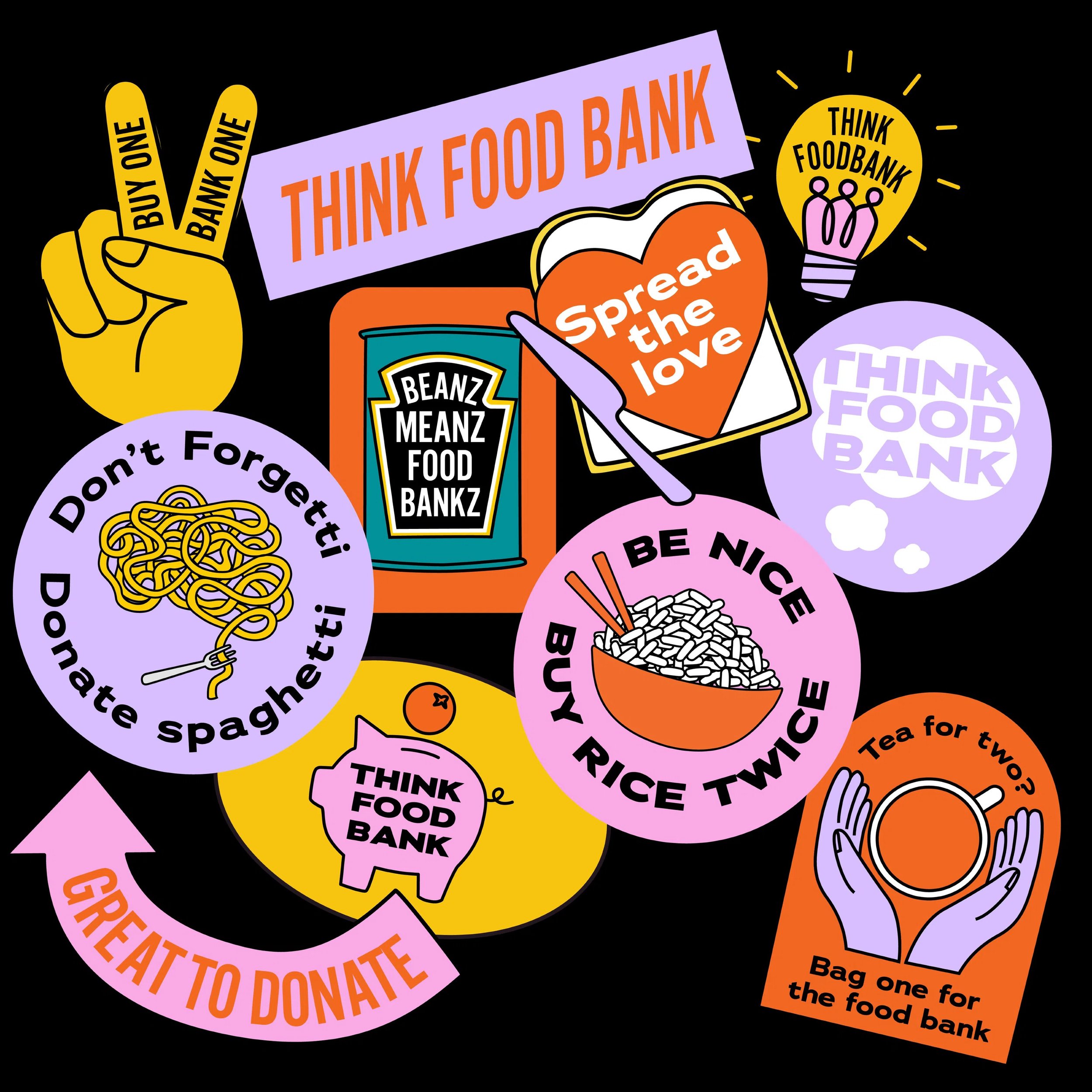 Think Food Bank Stickers