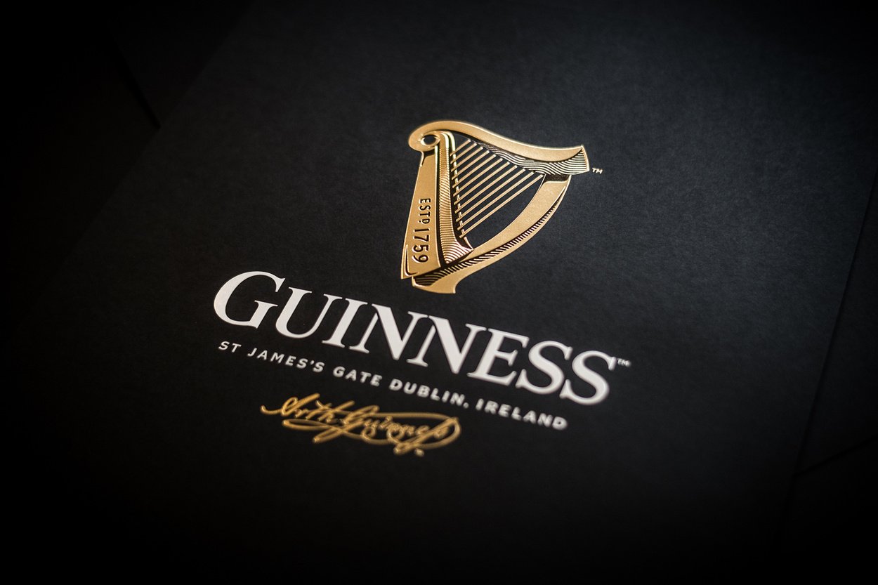 Closeup of Guinness logo